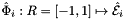 $\hat{\Phi}_i : R =[-1,1]\mapsto \hat{\mathcal E}_i$
