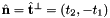 $\hat{{\bf n}}= \hat{\bf t}^\perp = (t_2,-t_1)$