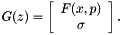 \[ G(z) = \left[ \begin{array}{c} F(x,p) \\ \sigma \end{array} \right]. \]