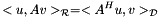 \[<u,A v>_{\mathcal{R}} = <A^H u, v>_{\mathcal{D}}\]